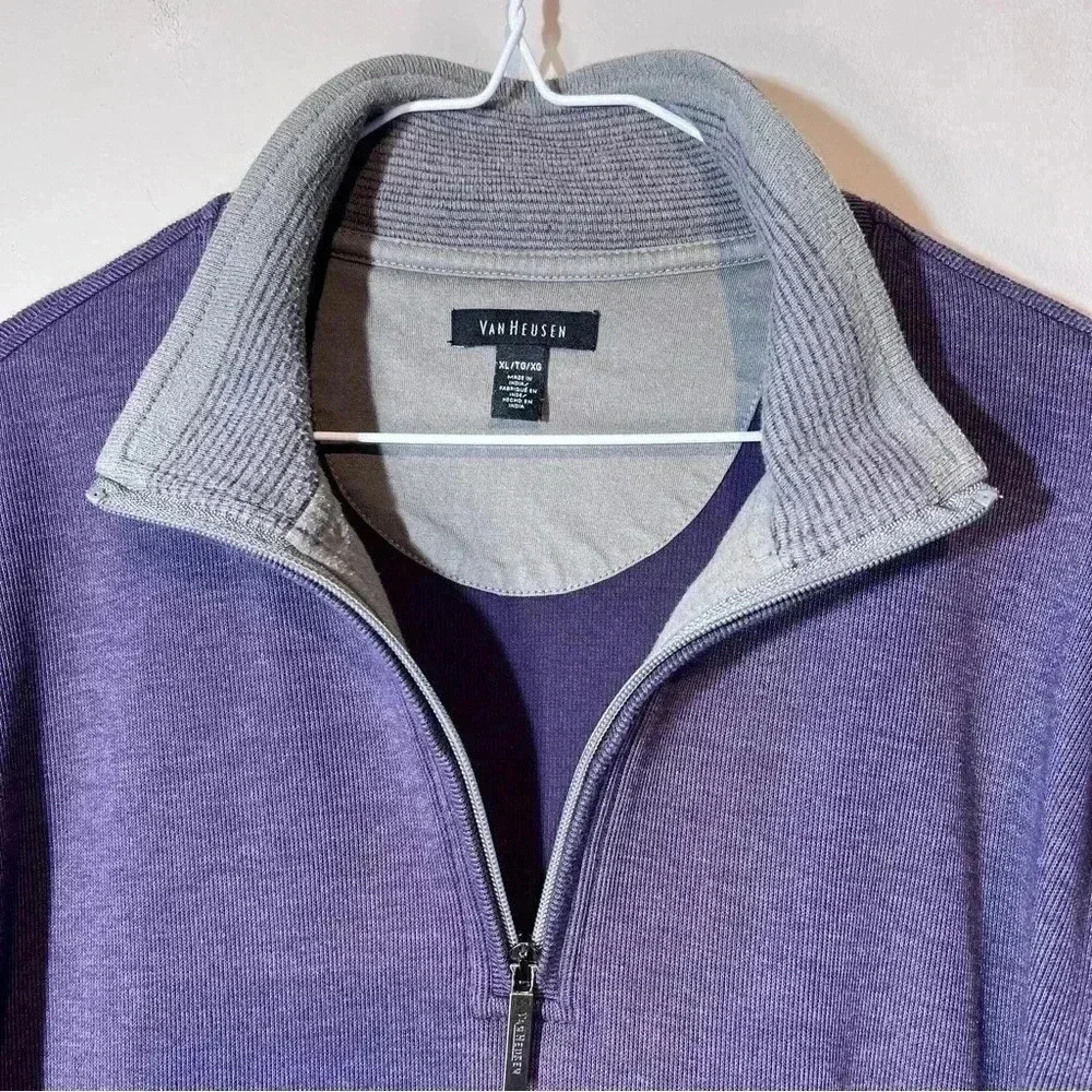 VAN HAUSEN mans pullover jacket sweater cotton 3/4 zip size Extra Large